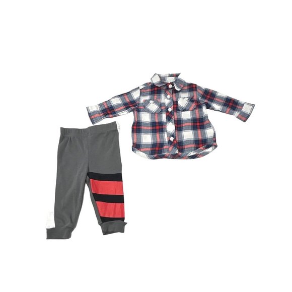 Baby Boy's-Sweatpants & Body Suit & Fleece Pants & Flannel Shirt - Size 3-6 M - Picture 5 of 8